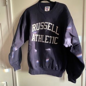 VNTG Navy & White RUSSELL ATHLETIC L/S Pro Cotton Crewneck Sweatshirt Sz L